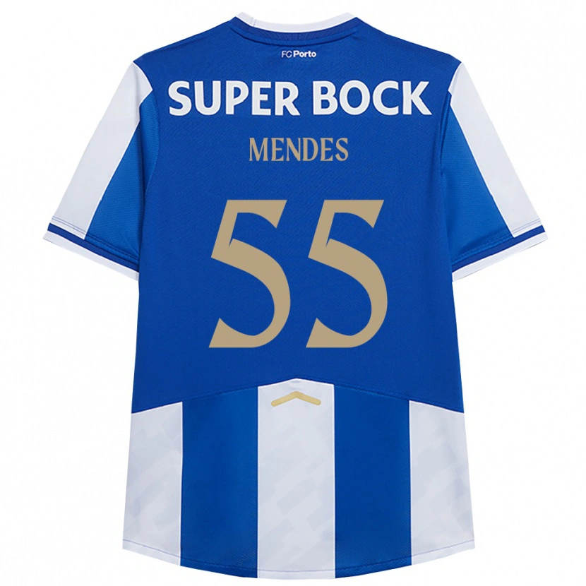 Danxen Mænd Joao Mendes #55 Blå Hvid Hjemmebane Spillertrøjer 2025/26 Trøje T-Shirt