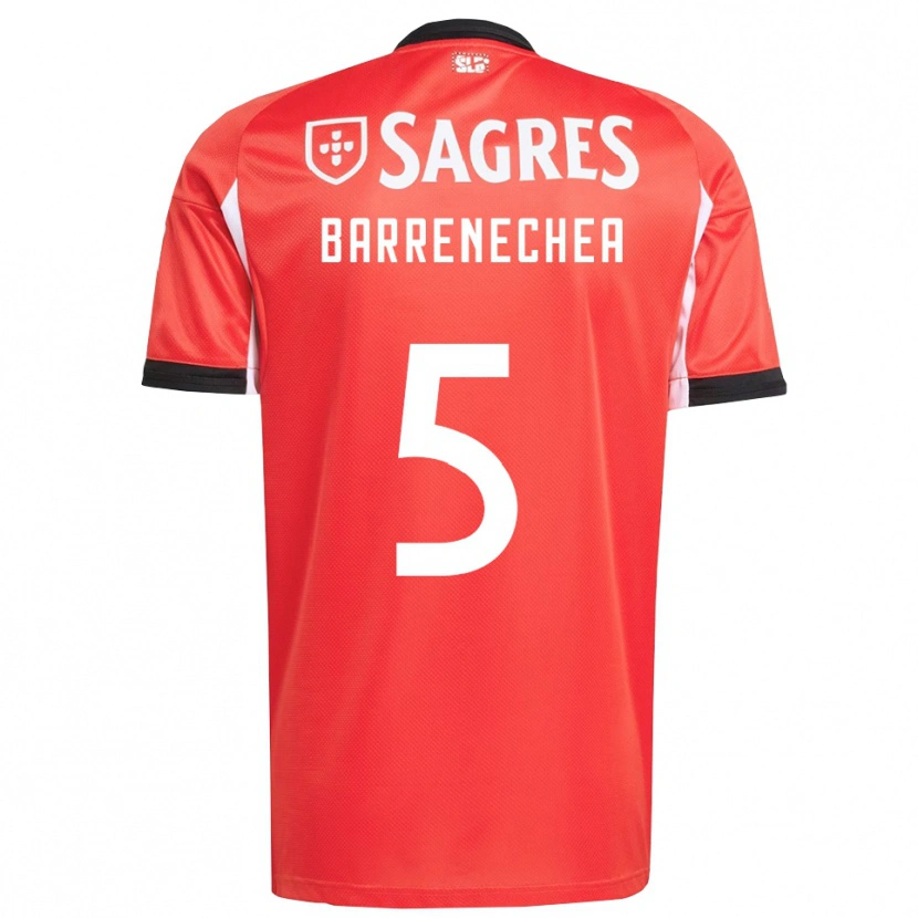 Danxen Mænd Enzo Barrenechea #5 Rød Hvid Hjemmebane Spillertrøjer 2025/26 Trøje T-Shirt