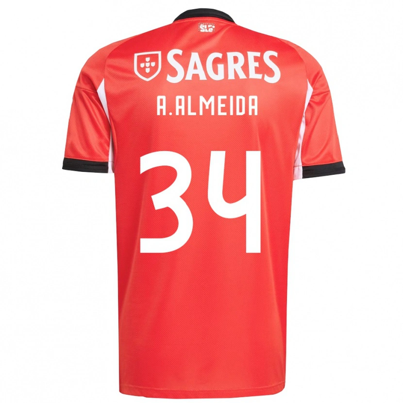 Danxen Mænd Andre Almeida #34 Rød Hvid Hjemmebane Spillertrøjer 2025/26 Trøje T-Shirt