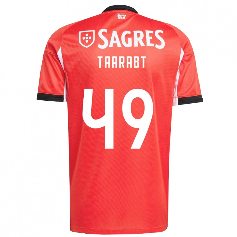 Danxen Mænd Adel Taarabt #49 Rød Hvid Hjemmebane Spillertrøjer 2025/26 Trøje T-Shirt