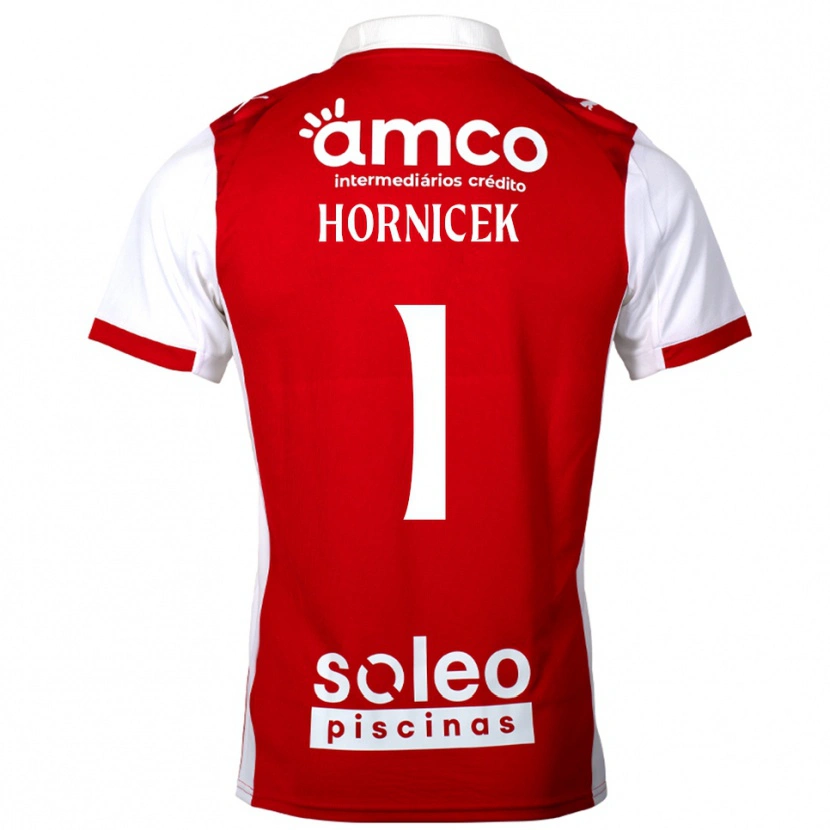 Danxen Mænd Lukas Hornicek #1 Rød Hvid Hjemmebane Spillertrøjer 2025/26 Trøje T-Shirt