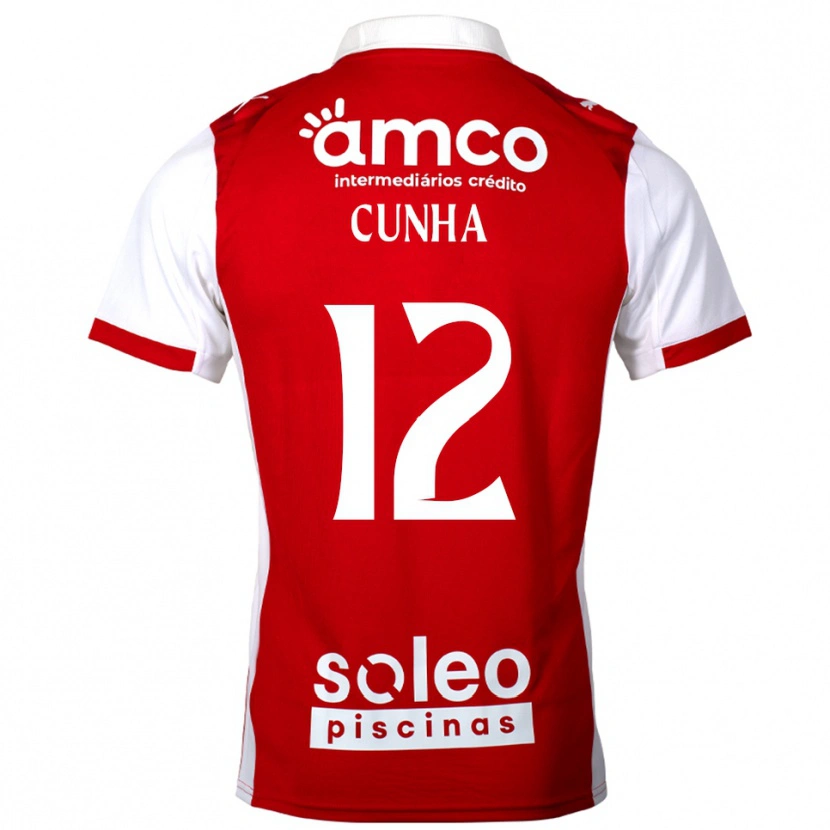 Danxen Mænd Romário Cunha #12 Rød Hvid Hjemmebane Spillertrøjer 2025/26 Trøje T-Shirt