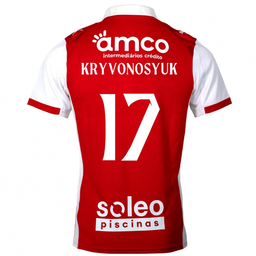 Danxen Mænd Leonardo Kryvonosyuk #17 Rød Hvid Hjemmebane Spillertrøjer 2025/26 Trøje T-Shirt