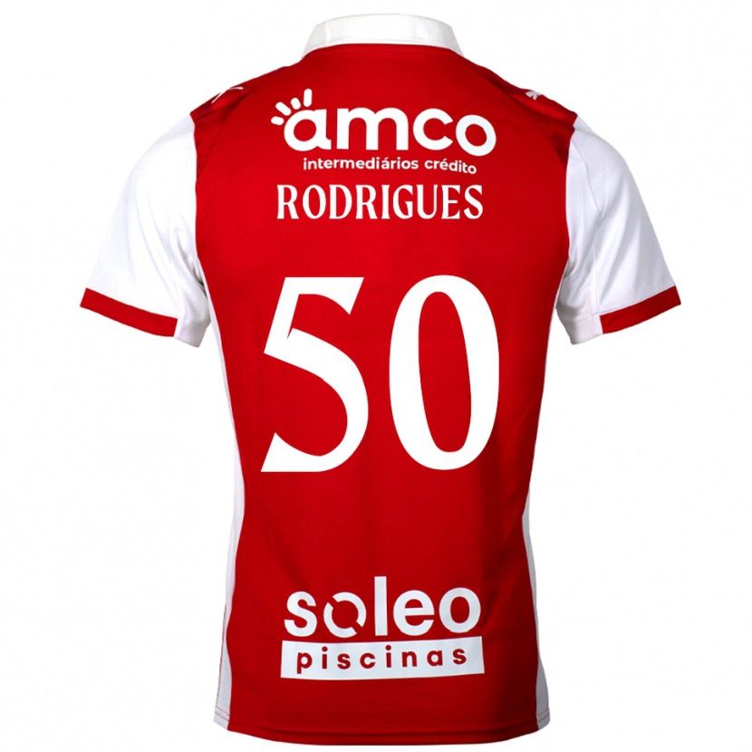 Danxen Mænd Diego Rodrigues #50 Rød Hvid Hjemmebane Spillertrøjer 2025/26 Trøje T-Shirt