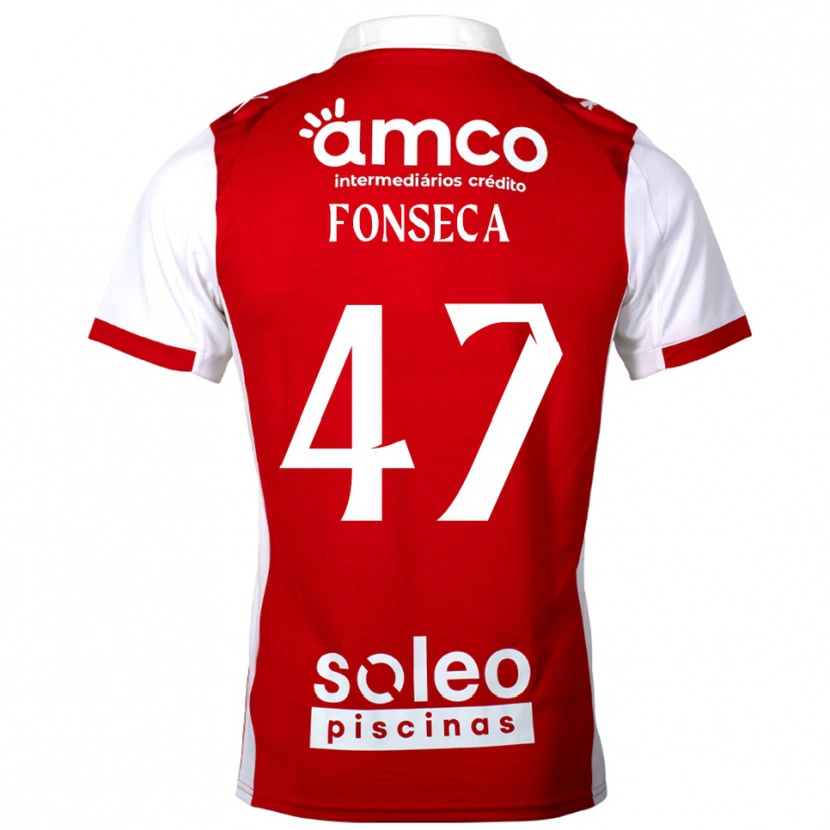 Danxen Mænd Diogo Fonseca #47 Rød Hvid Hjemmebane Spillertrøjer 2025/26 Trøje T-Shirt
