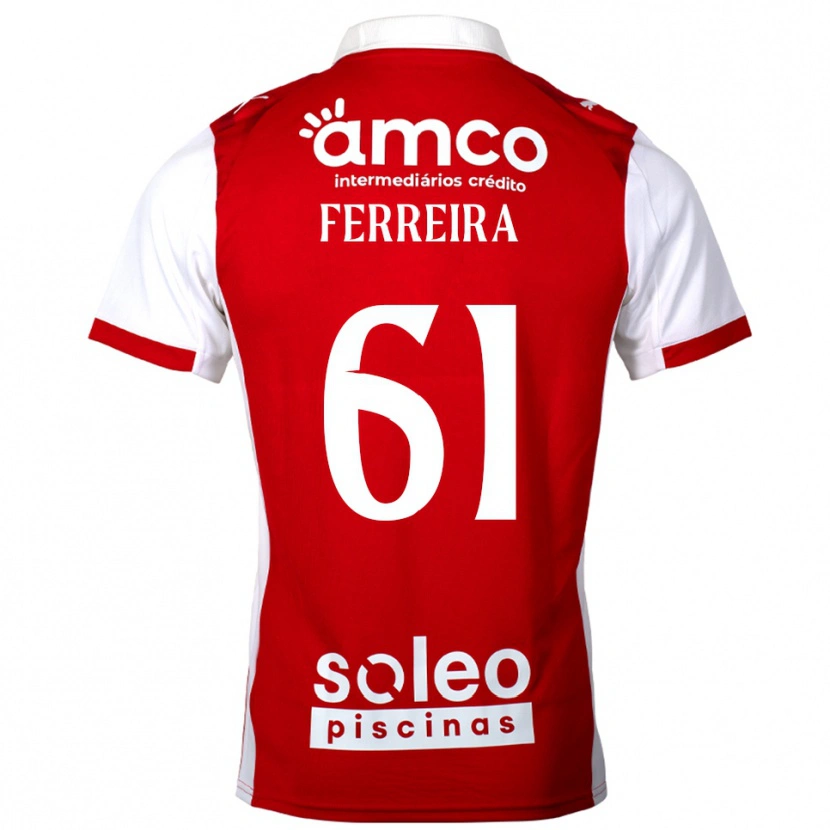 Danxen Mænd Tiago Ferreira #61 Rød Hvid Hjemmebane Spillertrøjer 2025/26 Trøje T-Shirt
