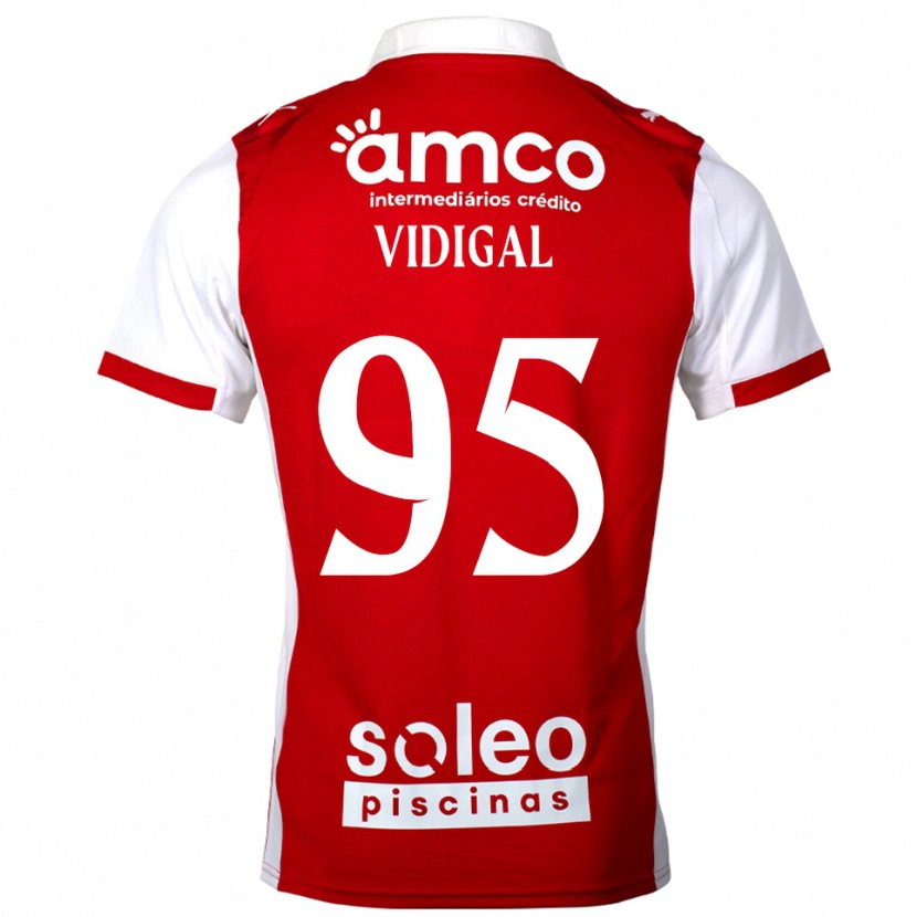 Danxen Mænd Sandro Vidigal #95 Rød Hvid Hjemmebane Spillertrøjer 2025/26 Trøje T-Shirt