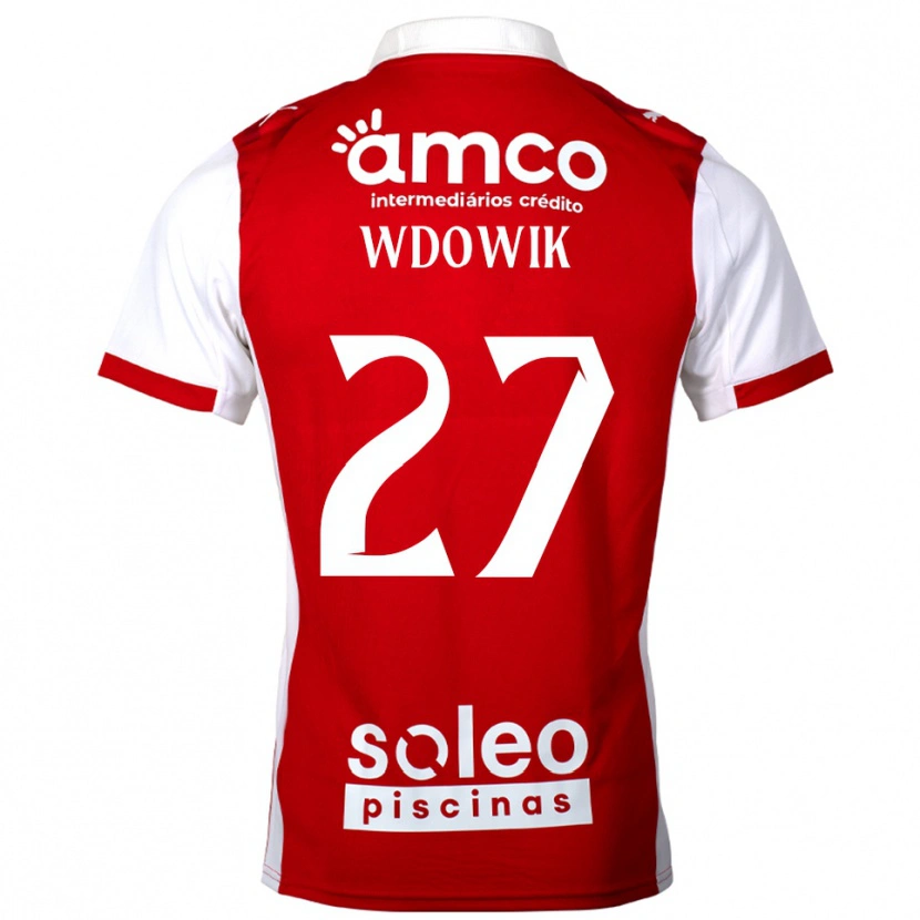 Danxen Mænd Bartlomiej Wdowik #27 Rød Hvid Hjemmebane Spillertrøjer 2025/26 Trøje T-Shirt