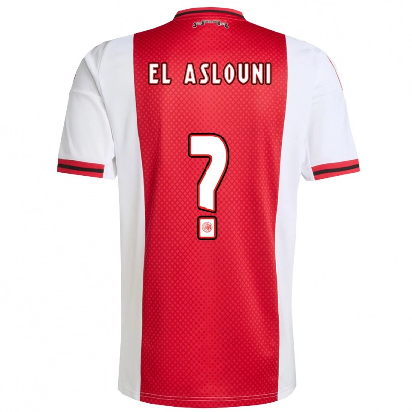 Danxen Mænd Achraf El Aslouni #0 Rød Hvid Hjemmebane Spillertrøjer 2025/26 Trøje T-Shirt