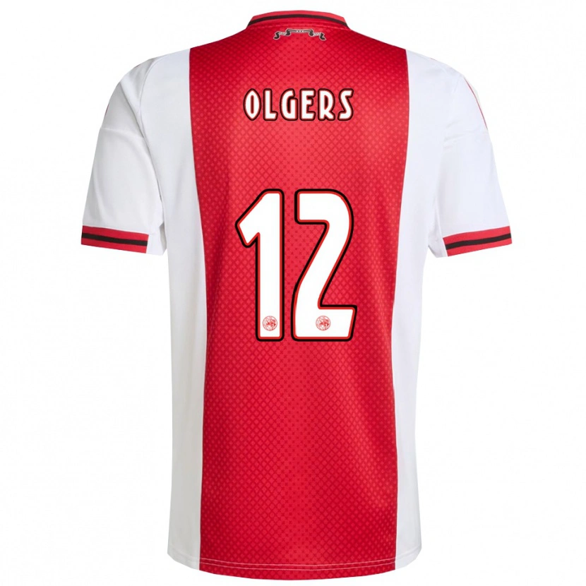 Danxen Mænd Guus Olgers #12 Rød Hvid Hjemmebane Spillertrøjer 2025/26 Trøje T-Shirt