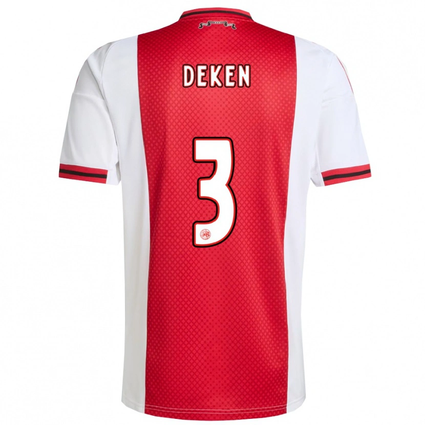 Danxen Mænd Roy Deken #3 Rød Hvid Hjemmebane Spillertrøjer 2025/26 Trøje T-Shirt