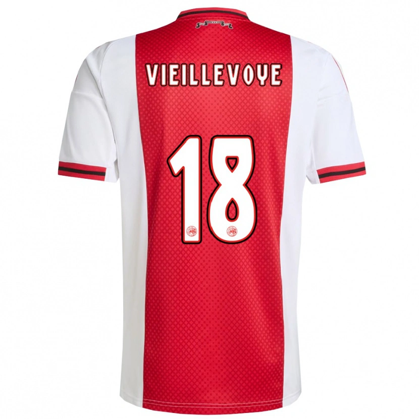 Danxen Mænd Luka Vieillevoye #18 Rød Hvid Hjemmebane Spillertrøjer 2025/26 Trøje T-Shirt