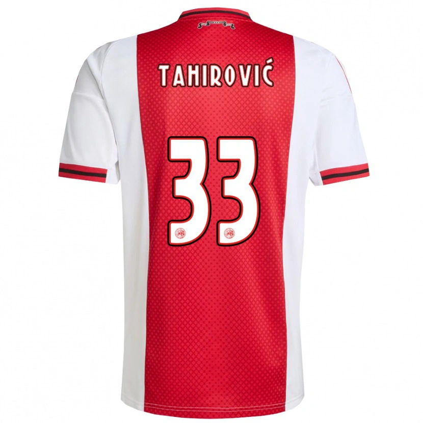 Danxen Mænd Benjamin Tahirovic #33 Rød Hvid Hjemmebane Spillertrøjer 2025/26 Trøje T-Shirt