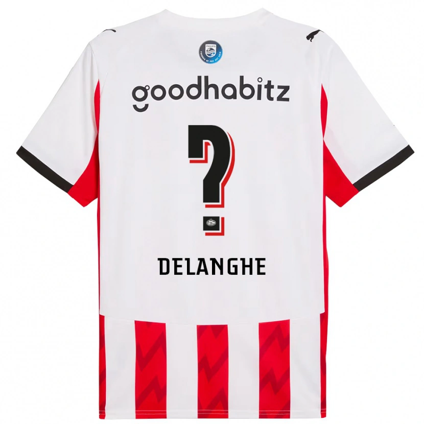 Danxen Mænd Maxime Delanghe #0 Rød Hvid Hjemmebane Spillertrøjer 2025/26 Trøje T-Shirt