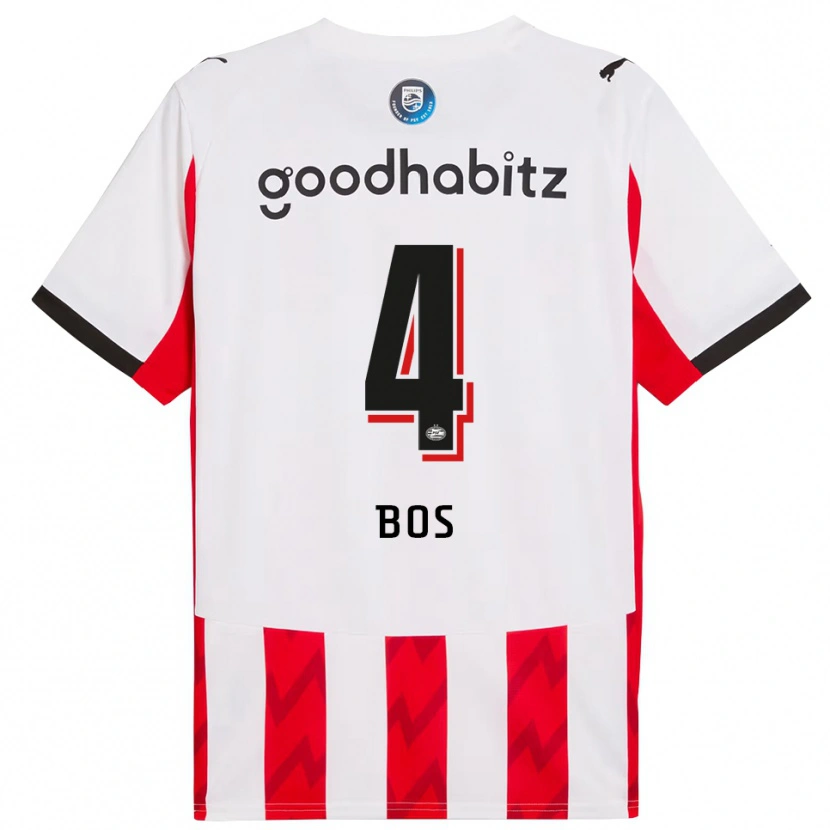 Danxen Mænd Floris Bos #4 Rød Hvid Hjemmebane Spillertrøjer 2025/26 Trøje T-Shirt