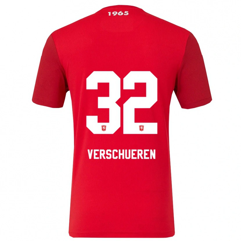 Danxen Mænd Arno Verschueren #32 Rød Hvid Hjemmebane Spillertrøjer 2025/26 Trøje T-Shirt