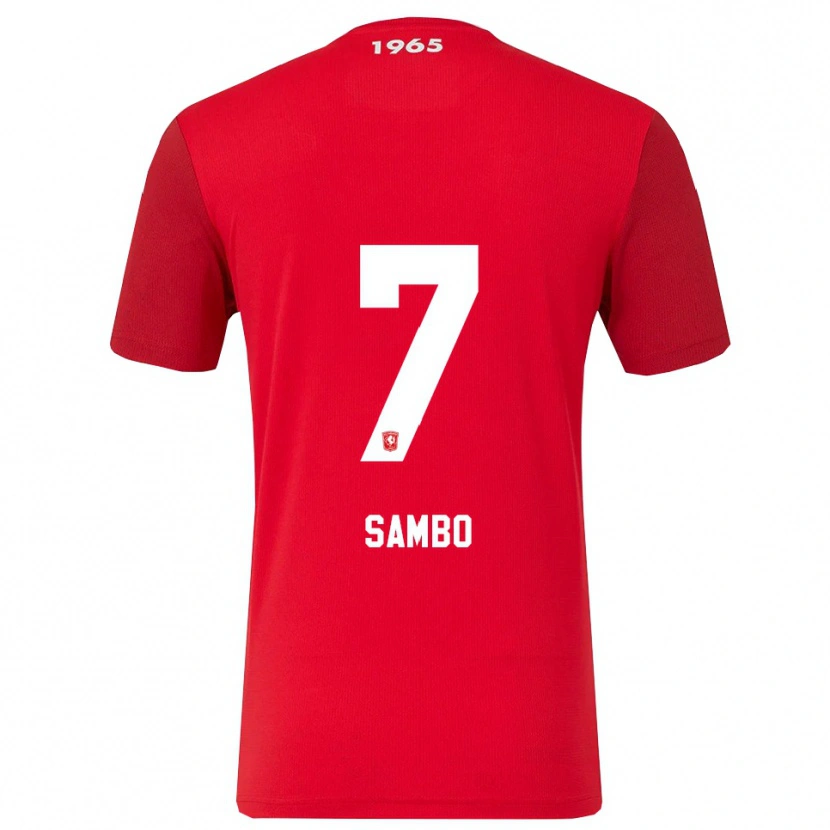 Danxen Mænd Giandro Sambo #7 Rød Hvid Hjemmebane Spillertrøjer 2025/26 Trøje T-Shirt