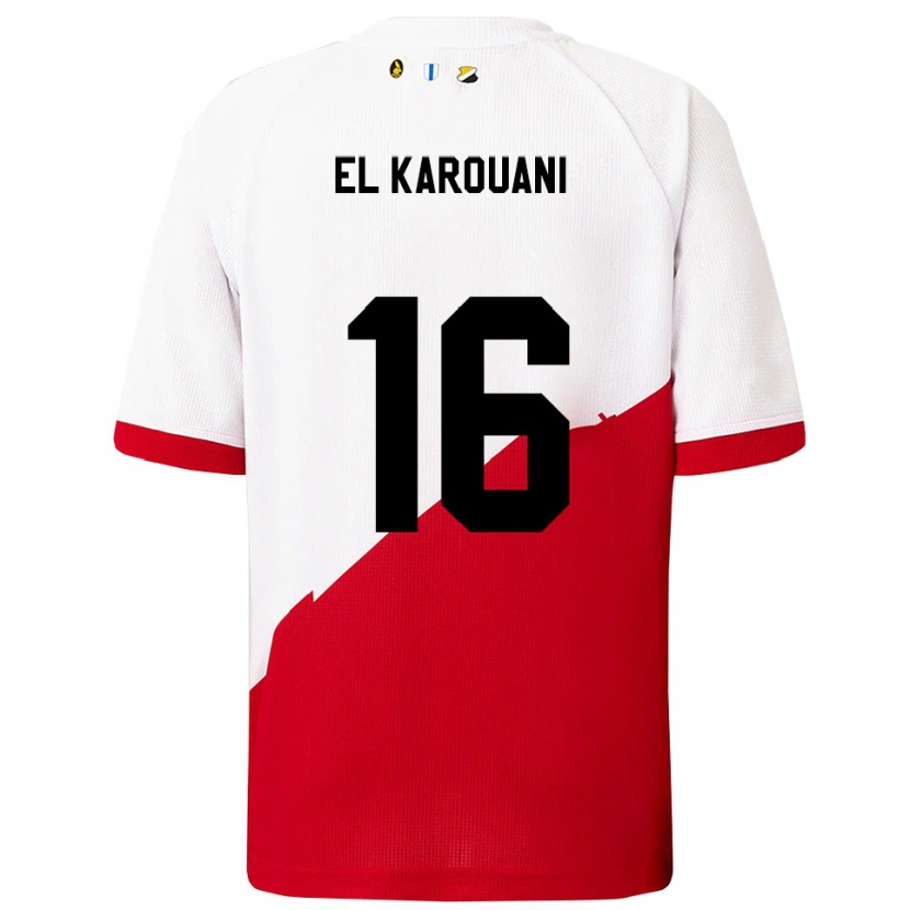 Danxen Mænd Souffian El Karouani #16 Hvid Rød Hjemmebane Spillertrøjer 2025/26 Trøje T-Shirt