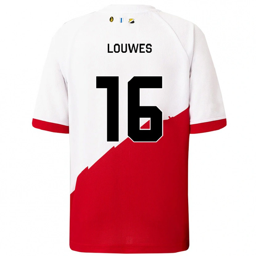 Danxen Mænd Puck Louwes #16 Hvid Rød Hjemmebane Spillertrøjer 2025/26 Trøje T-Shirt