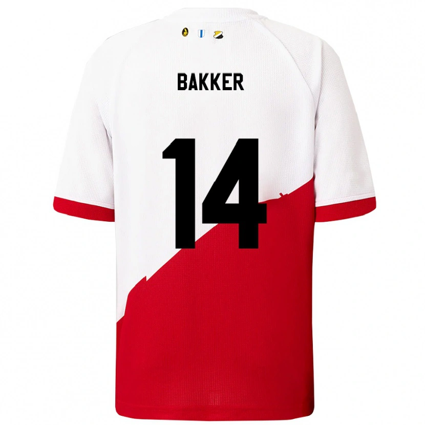 Danxen Mænd Eshly Bakker #14 Hvid Rød Hjemmebane Spillertrøjer 2025/26 Trøje T-Shirt