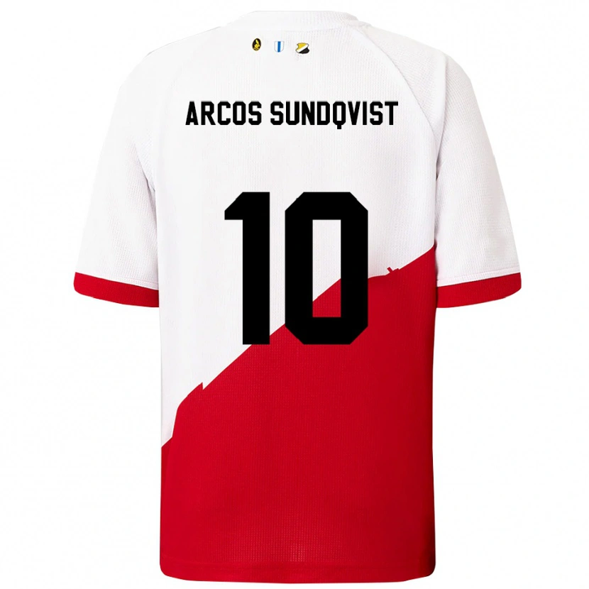 Danxen Mænd Gustav Arcos Sundqvist #10 Hvid Rød Hjemmebane Spillertrøjer 2025/26 Trøje T-Shirt