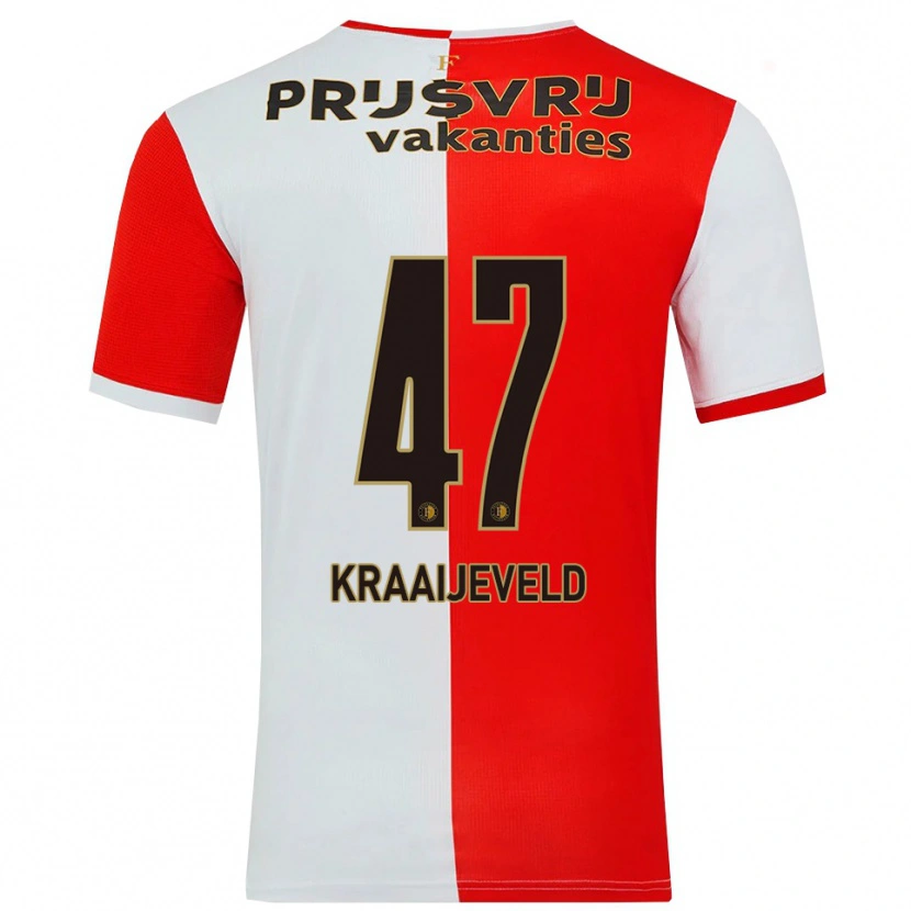 Danxen Mænd Thijs Kraaijeveld #47 Rød Hvid Hjemmebane Spillertrøjer 2025/26 Trøje T-Shirt