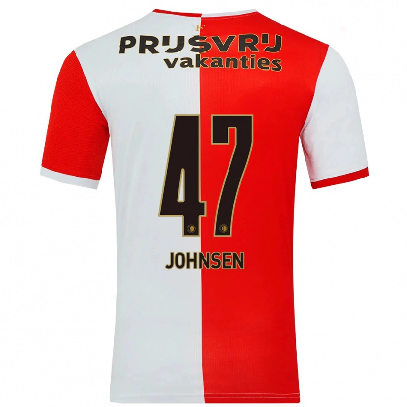 Danxen Mænd Mikael Torset Johnsen #47 Rød Hvid Hjemmebane Spillertrøjer 2025/26 Trøje T-Shirt