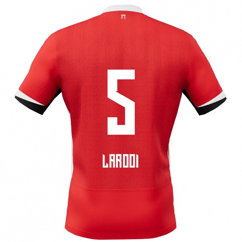 Danxen Mænd Finn Larooi #5 Rød Hvid Hjemmebane Spillertrøjer 2025/26 Trøje T-Shirt