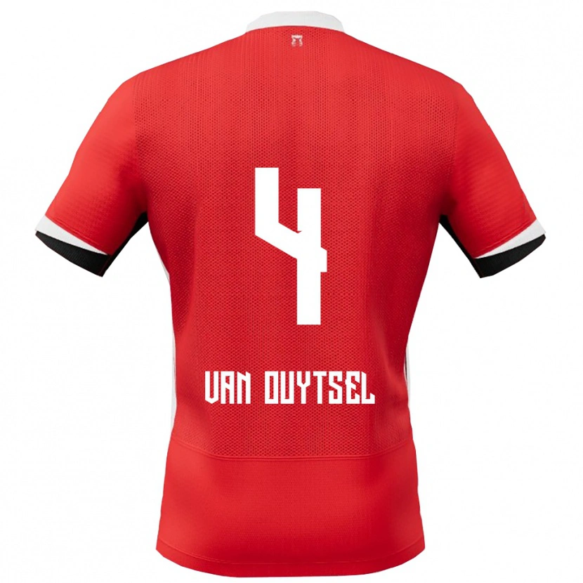 Danxen Mænd Kevin Van Ouytsel #4 Rød Hvid Hjemmebane Spillertrøjer 2025/26 Trøje T-Shirt