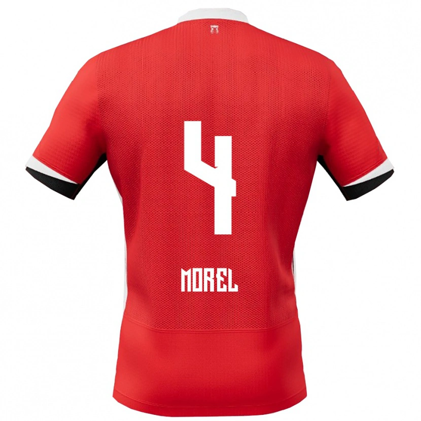 Danxen Mænd Aebe Morel #4 Rød Hvid Hjemmebane Spillertrøjer 2025/26 Trøje T-Shirt
