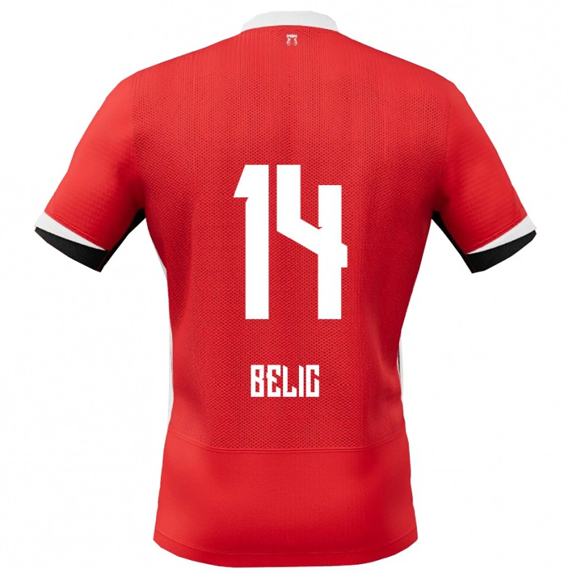 Danxen Mænd Kristijan Belic #14 Rød Hvid Hjemmebane Spillertrøjer 2025/26 Trøje T-Shirt