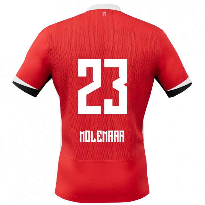 Danxen Mænd Finn Molenaar #23 Rød Hvid Hjemmebane Spillertrøjer 2025/26 Trøje T-Shirt