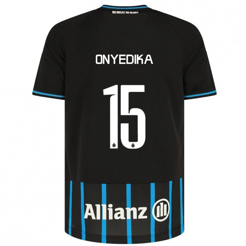 Danxen Mænd Raphael Onyedika #15 Sort Blå Hjemmebane Spillertrøjer 2025/26 Trøje T-Shirt