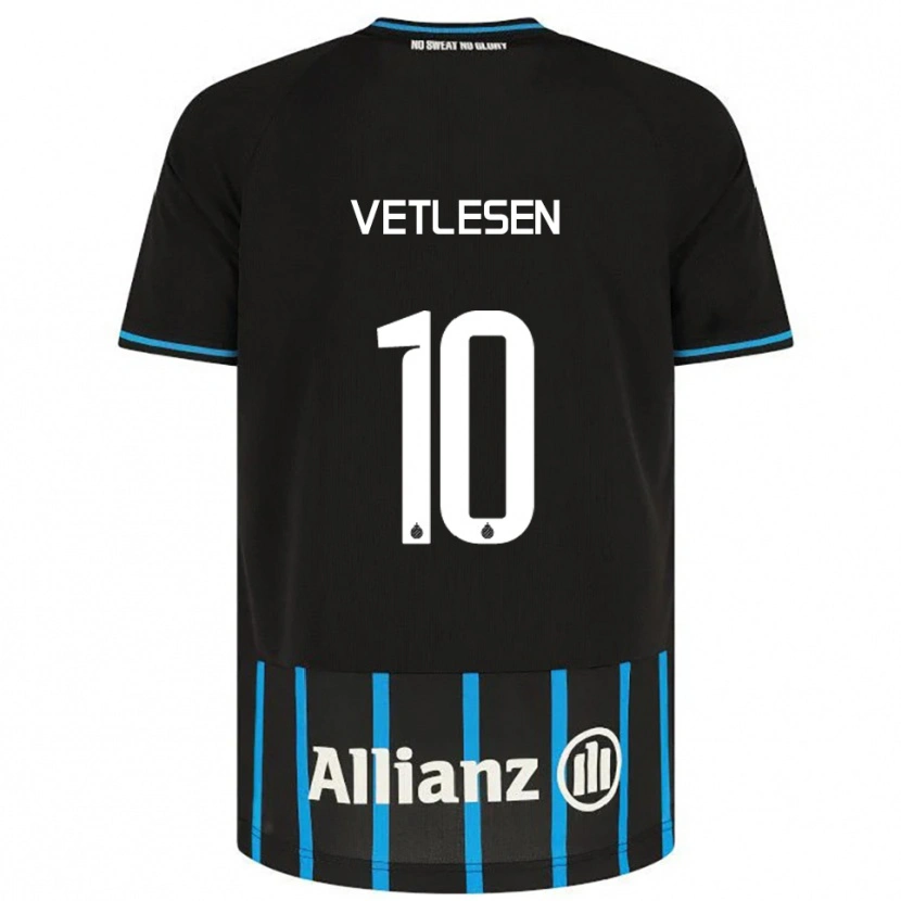 Danxen Mænd Hugo Vetlesen #10 Sort Blå Hjemmebane Spillertrøjer 2025/26 Trøje T-Shirt