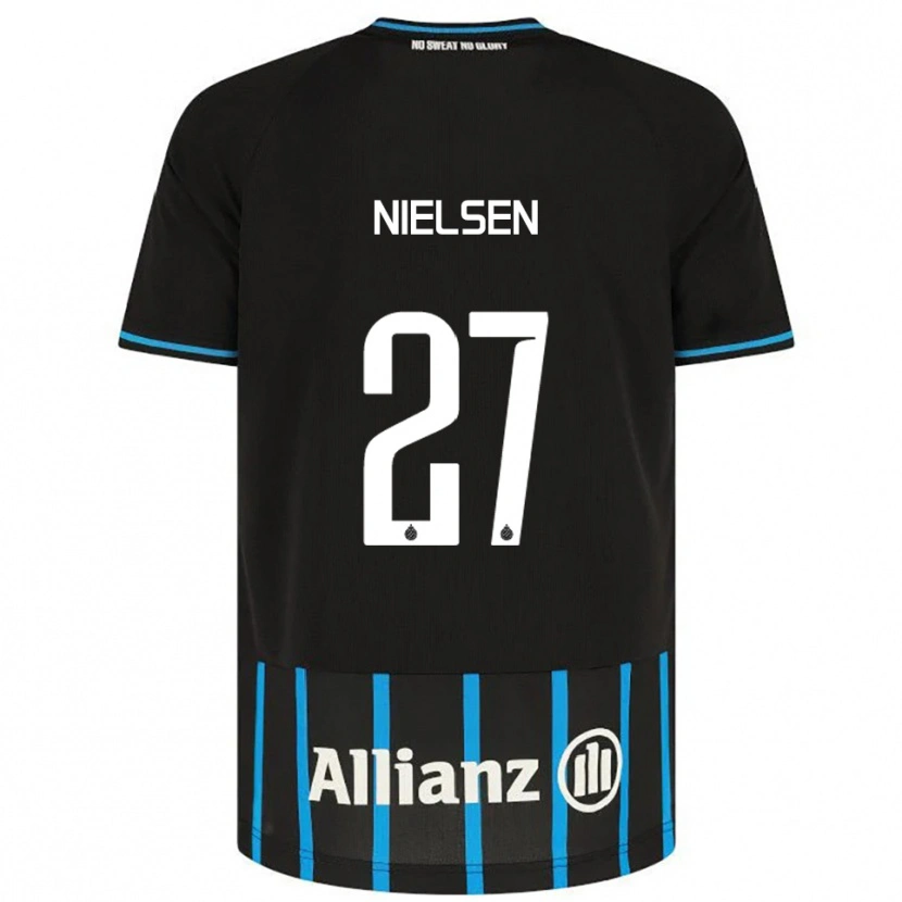 Danxen Mænd Casper Nielsen #27 Sort Blå Hjemmebane Spillertrøjer 2025/26 Trøje T-Shirt