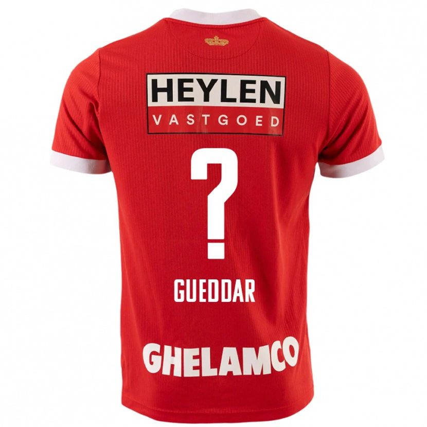 Danxen Mænd Zakaria Gueddar #0 Rød Hvid Hjemmebane Spillertrøjer 2025/26 Trøje T-Shirt