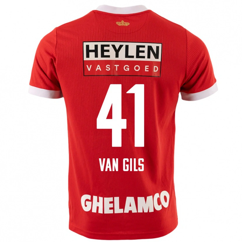 Danxen Mænd Mathis Van Gils #41 Rød Hvid Hjemmebane Spillertrøjer 2025/26 Trøje T-Shirt