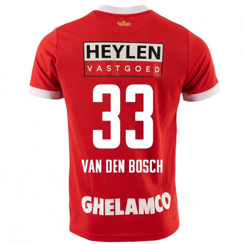 Danxen Mænd Zeno Van Den Bosch #33 Rød Hvid Hjemmebane Spillertrøjer 2025/26 Trøje T-Shirt