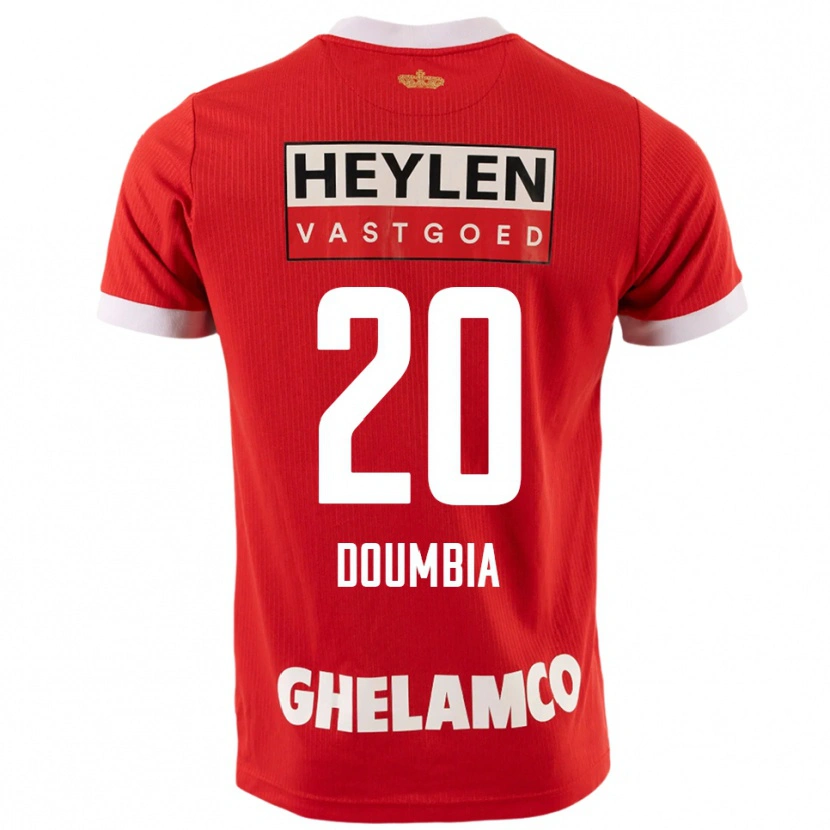 Danxen Mænd Mahamadou Doumbia #20 Rød Hvid Hjemmebane Spillertrøjer 2025/26 Trøje T-Shirt