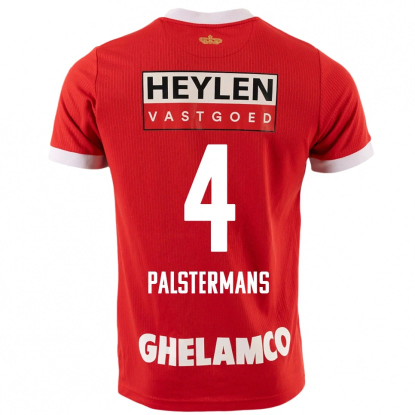 Danxen Mænd Jasper Palstermans #4 Rød Hvid Hjemmebane Spillertrøjer 2025/26 Trøje T-Shirt