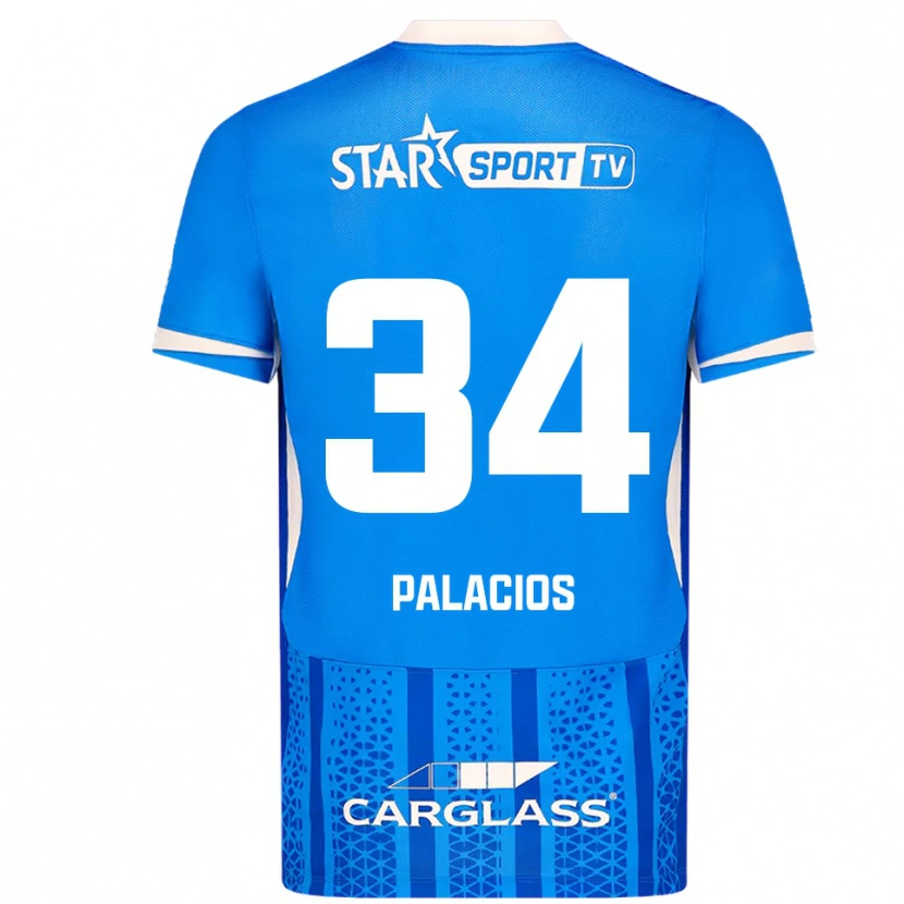 Danxen Mænd Adrián Palacios #34 Blå Hvid Hjemmebane Spillertrøjer 2025/26 Trøje T-Shirt