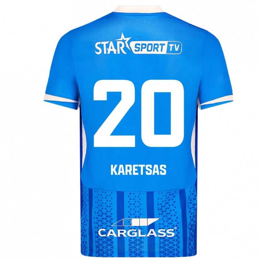 Danxen Mænd Konstantinos Karetsas #20 Blå Hvid Hjemmebane Spillertrøjer 2025/26 Trøje T-Shirt