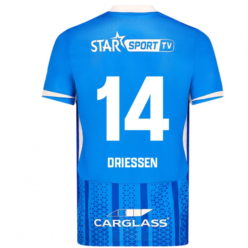 Danxen Mænd Jelle Driessen #14 Blå Hvid Hjemmebane Spillertrøjer 2025/26 Trøje T-Shirt