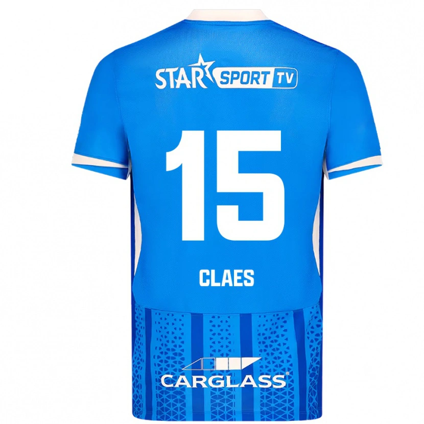 Danxen Mænd Thomas Claes #15 Blå Hvid Hjemmebane Spillertrøjer 2025/26 Trøje T-Shirt