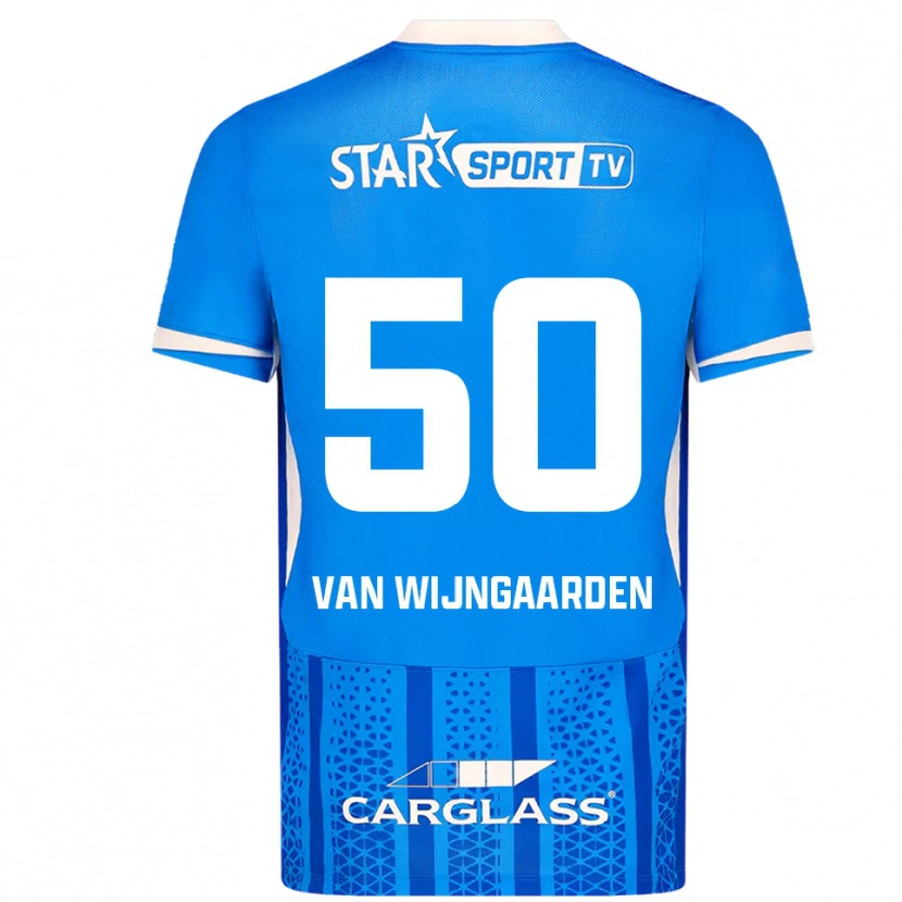 Danxen Mænd Maren Van Wijngaarden #50 Blå Hvid Hjemmebane Spillertrøjer 2025/26 Trøje T-Shirt
