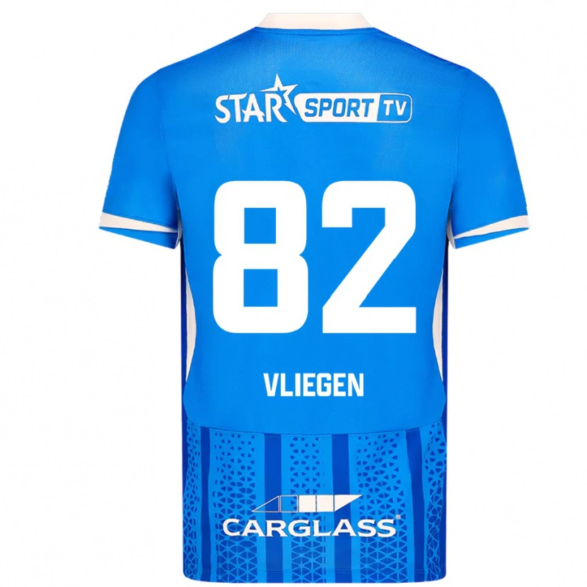 Danxen Mænd Olivier Vliegen #82 Blå Hvid Hjemmebane Spillertrøjer 2025/26 Trøje T-Shirt