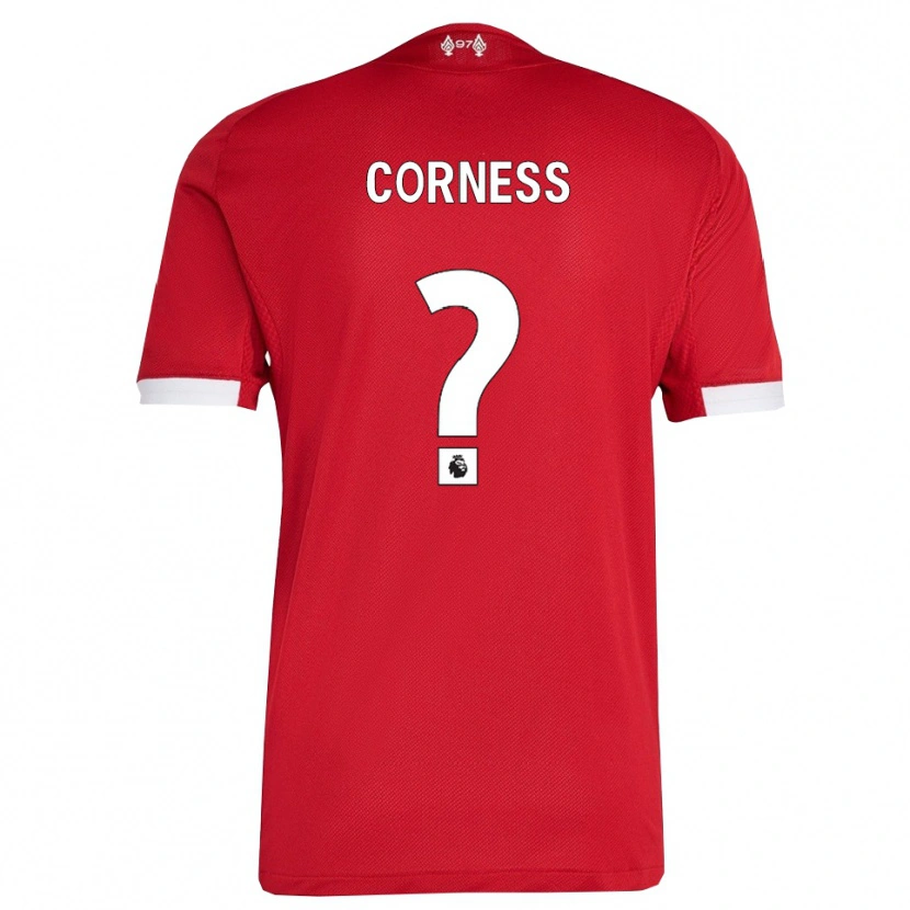 Danxen Mænd Dominic Corness #0 Rød Hvid Hjemmebane Spillertrøjer 2025/26 Trøje T-Shirt