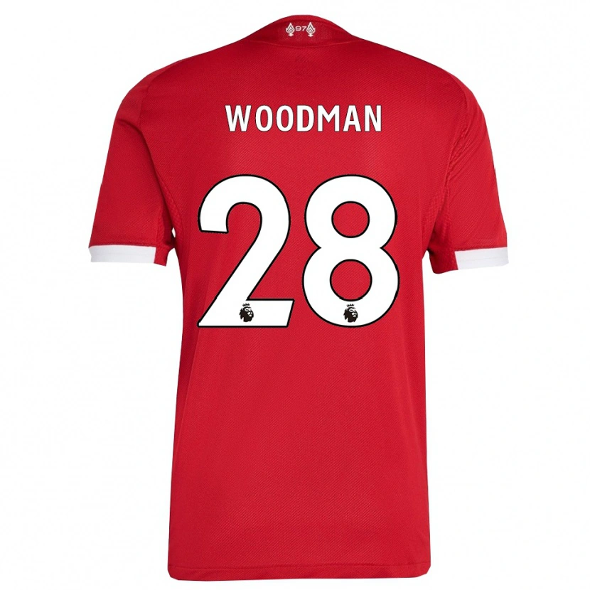 Danxen Mænd Freddie Woodman #28 Rød Hvid Hjemmebane Spillertrøjer 2025/26 Trøje T-Shirt