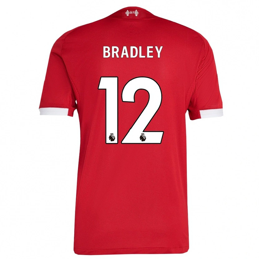 Danxen Mænd Conor Bradley #12 Rød Hvid Hjemmebane Spillertrøjer 2025/26 Trøje T-Shirt