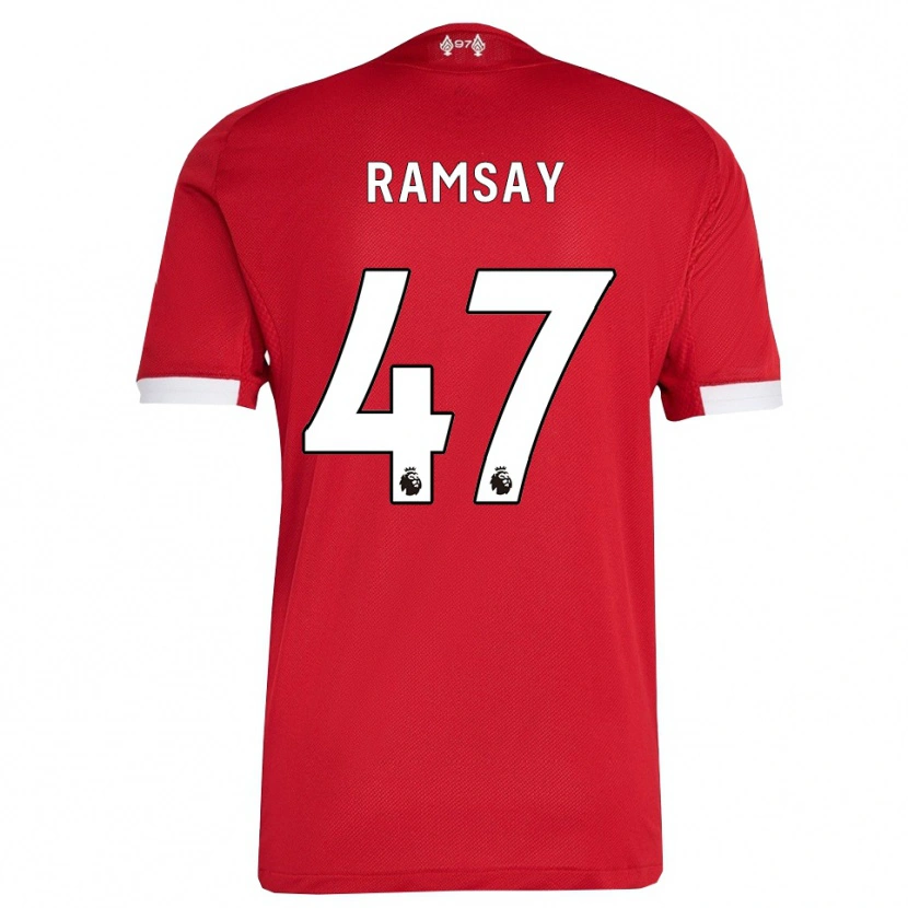 Danxen Mænd Calvin Ramsay #47 Rød Hvid Hjemmebane Spillertrøjer 2025/26 Trøje T-Shirt